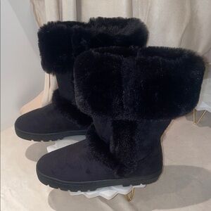 Style & Co. Black Faux Fur Winter Boots